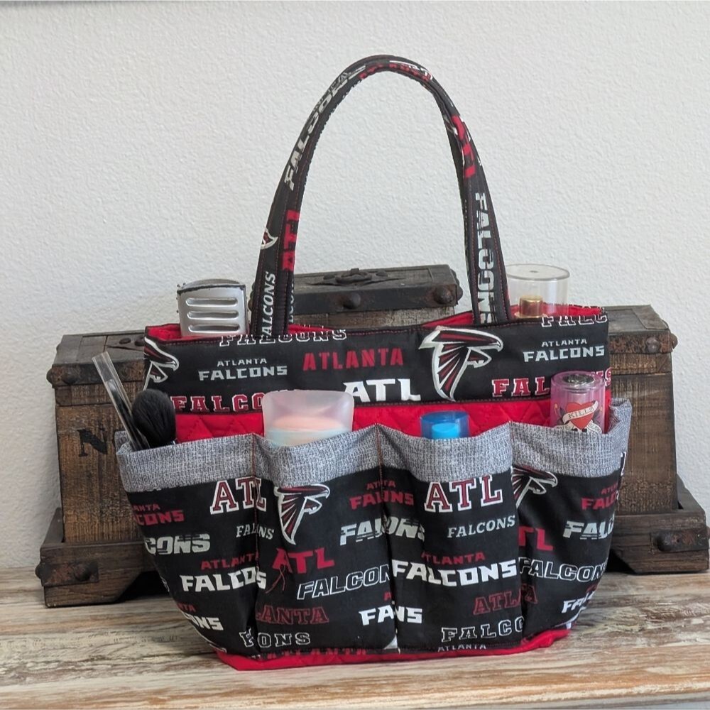Atlanta Falcons Craft/Organizer/ Bingo Tote Bag, Hand Crafted - Picture 4 of 10